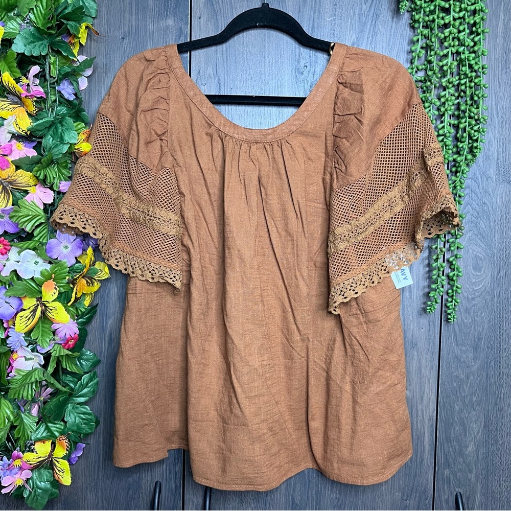 §🌼3/$30🌼NWT Old Navy Short Flutter Sleeve Burnt Orange Top Size Large
